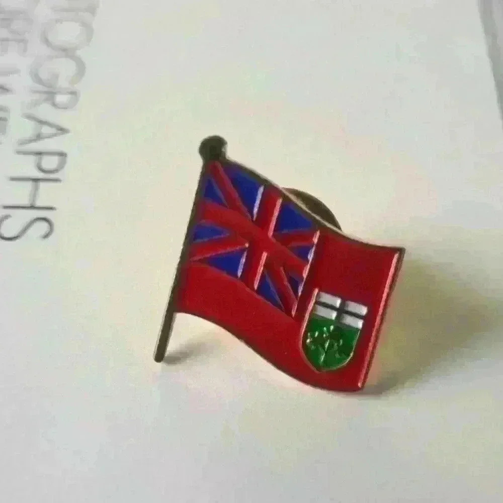 Vintage Collectible Provincial Flag of Ontario Colorful Metal Pinback Lapel  Pin
